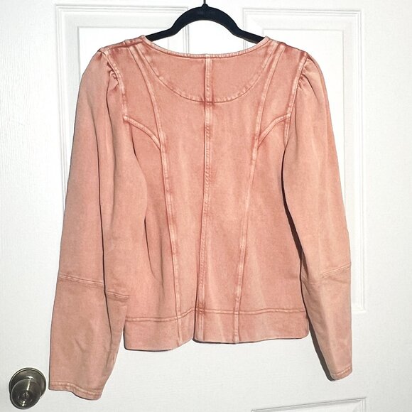 Pink Anthropologie Maeve Jeanne Puff Sleeve Sweatshirt Top - Picture 9 of 11